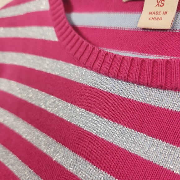 Brooks Brothers Pink and Silver Metallic Striped Womens Sweater Top Size XS - Picture 4 of 9